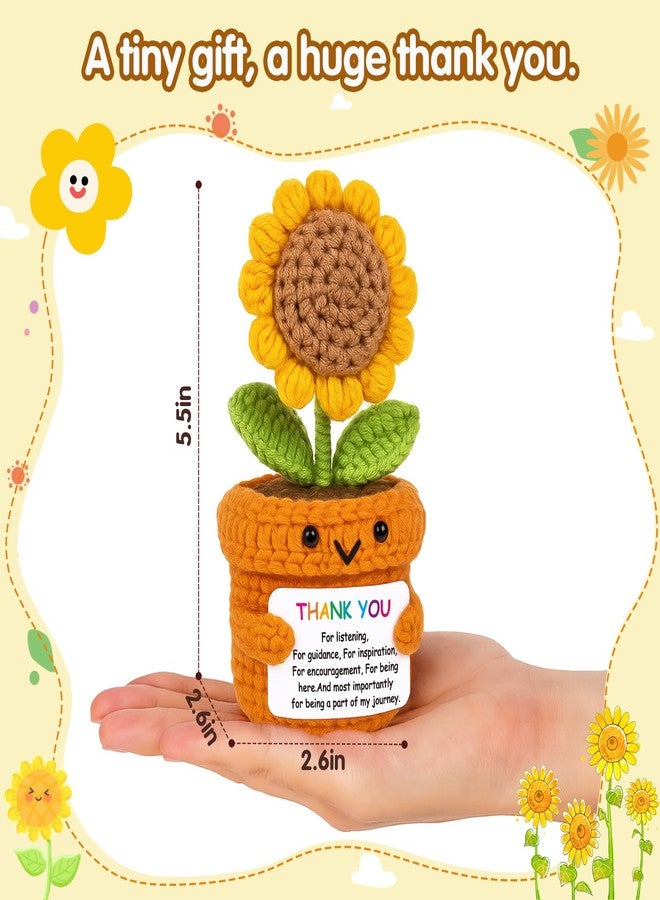 Frabaca Christmas Office Desk Decor Crochet Sunflower Thank You Gift - Handmade Affirmation Doll with Appreciation Card for Teacher, Mentor, Coworker, Boss - Farewell, Retirement, Graduation - Image 4